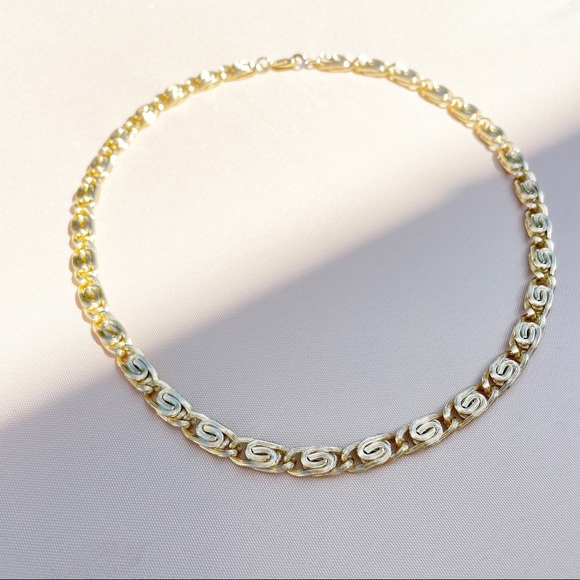 Pretty Bird 14k Vermeil Swirl Link Gold 925 Heavy Necklace - Picture 1 of 12